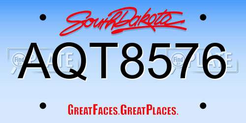 AQT8576 South Dakota License Plate