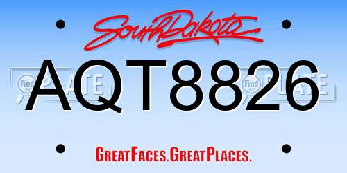 AQT8826 South Dakota License Plate