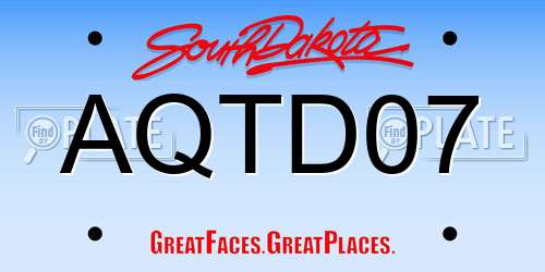 AQTD07 South Dakota License Plate
