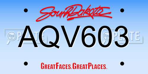 AQV603 South Dakota License Plate