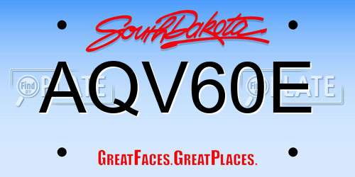 AQV60E South Dakota License Plate