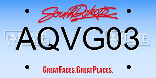 AQVG03 South Dakota License Plate