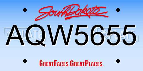AQW5655 South Dakota License Plate