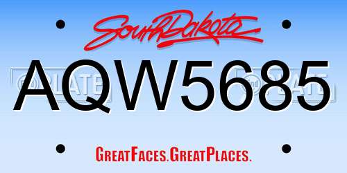 AQW5685 South Dakota License Plate