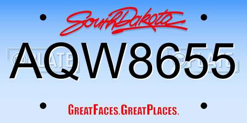 AQW8655 South Dakota License Plate