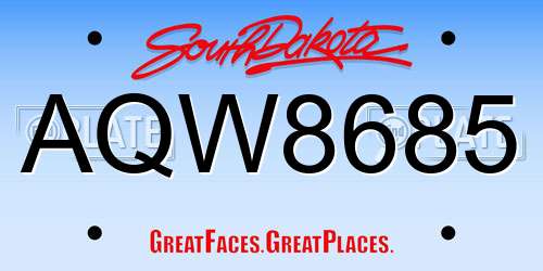 AQW8685 South Dakota License Plate