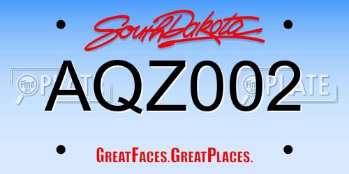 AQZ002 South Dakota License Plate