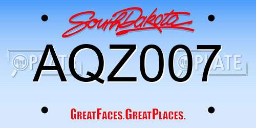 AQZ007 South Dakota License Plate