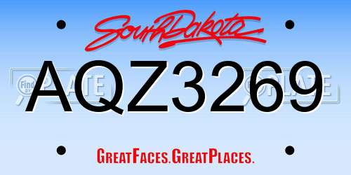 AQZ3269 South Dakota License Plate