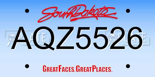 AQZ5526 South Dakota License Plate