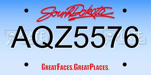 AQZ5576 South Dakota License Plate