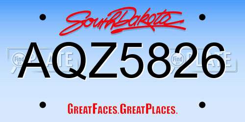 AQZ5826 South Dakota License Plate