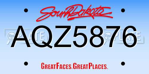 AQZ5876 South Dakota License Plate
