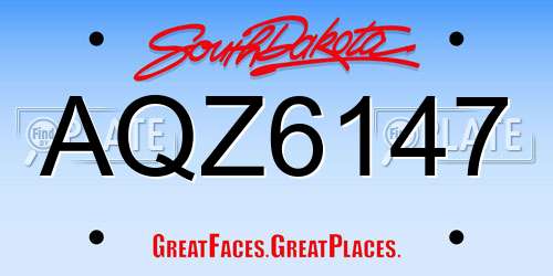 AQZ6147 South Dakota License Plate