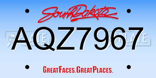 AQZ7967 South Dakota License Plate