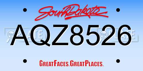 AQZ8526 South Dakota License Plate