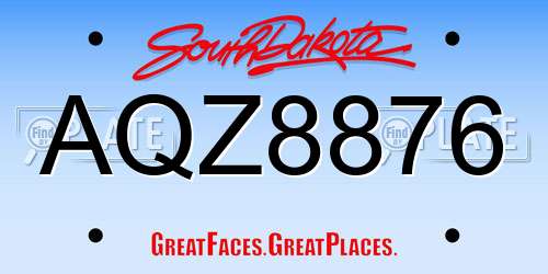 AQZ8876 South Dakota License Plate