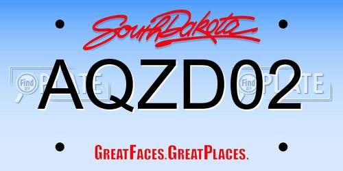 AQZD02 South Dakota License Plate