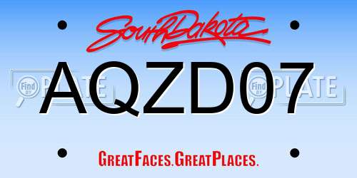AQZD07 South Dakota License Plate