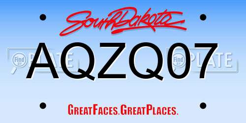 AQZQ07 South Dakota License Plate