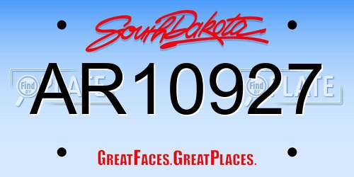 AR10927 South Dakota License Plate