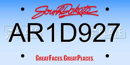AR1D927 South Dakota License Plate