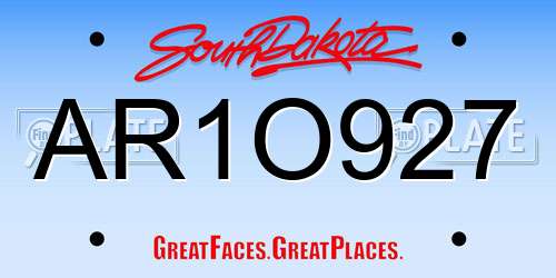 AR1O927 South Dakota License Plate