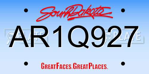AR1Q927 South Dakota License Plate