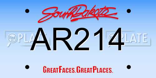 AR214 South Dakota License Plate