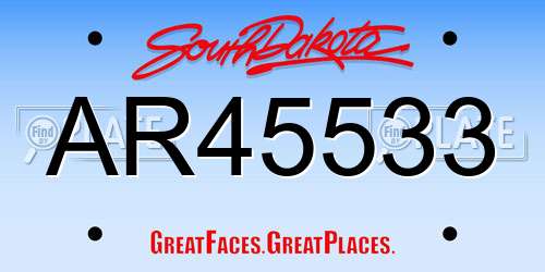 AR45533 South Dakota License Plate