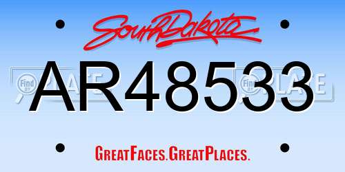 AR48533 South Dakota License Plate