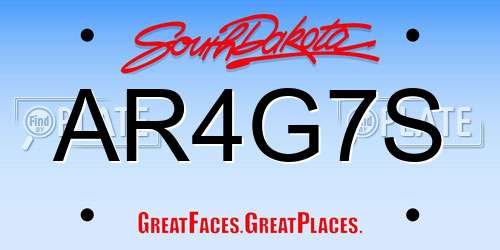AR4G7S South Dakota License Plate