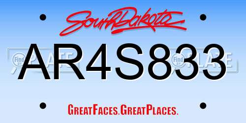 AR4S833 South Dakota License Plate