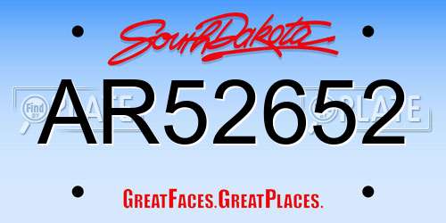 AR52652 South Dakota License Plate