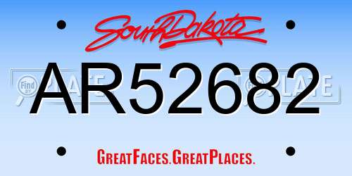 AR52682 South Dakota License Plate