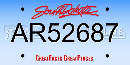 AR52687 South Dakota License Plate