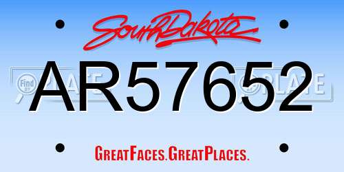AR57652 South Dakota License Plate