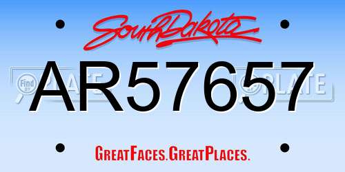 AR57657 South Dakota License Plate