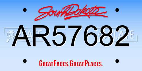 AR57682 South Dakota License Plate