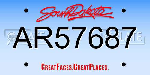 AR57687 South Dakota License Plate