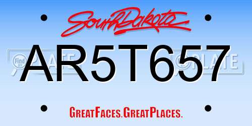 AR5T657 South Dakota License Plate