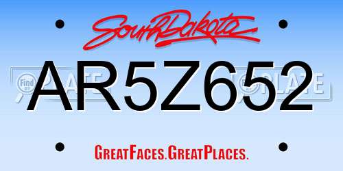 AR5Z652 South Dakota License Plate
