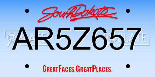 AR5Z657 South Dakota License Plate