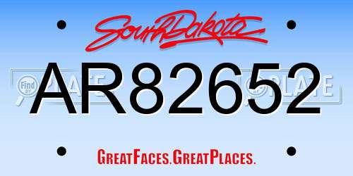 AR82652 South Dakota License Plate