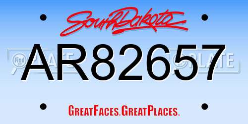 AR82657 South Dakota License Plate