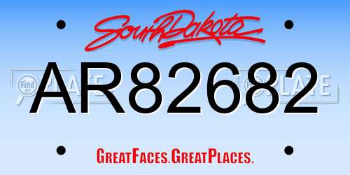 AR82682 South Dakota License Plate