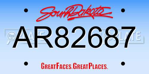 AR82687 South Dakota License Plate