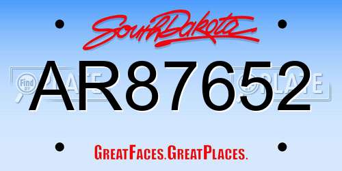 AR87652 South Dakota License Plate