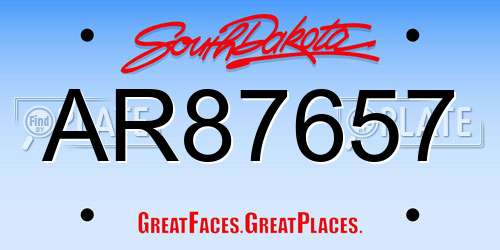 AR87657 South Dakota License Plate