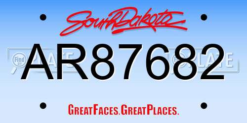 AR87682 South Dakota License Plate